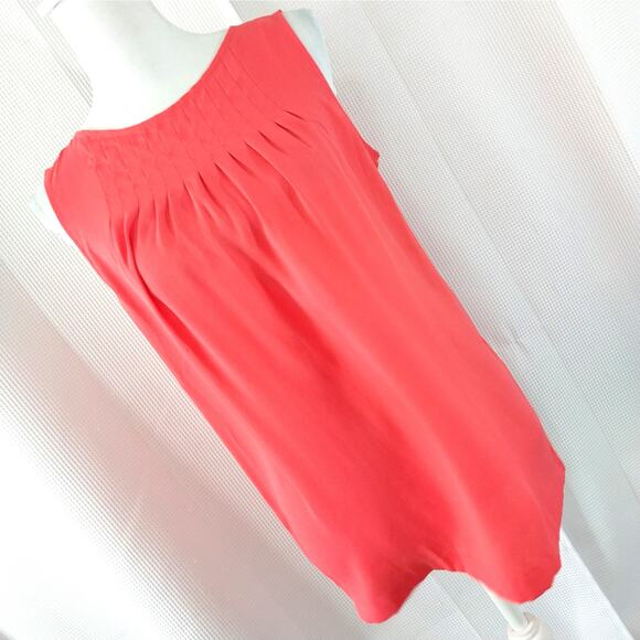 ANN TAYLOR LOFT! PERSIMMON ORANGE PLEAT NECK, FLOWY, DRAPEY SLEEVELESS TOP! SZ S - Picture 8 of 8